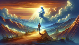A 16x9 format illustration that conveys the theme of faith and support in the face of life's challenges, as discussed in the recovery process. The ima