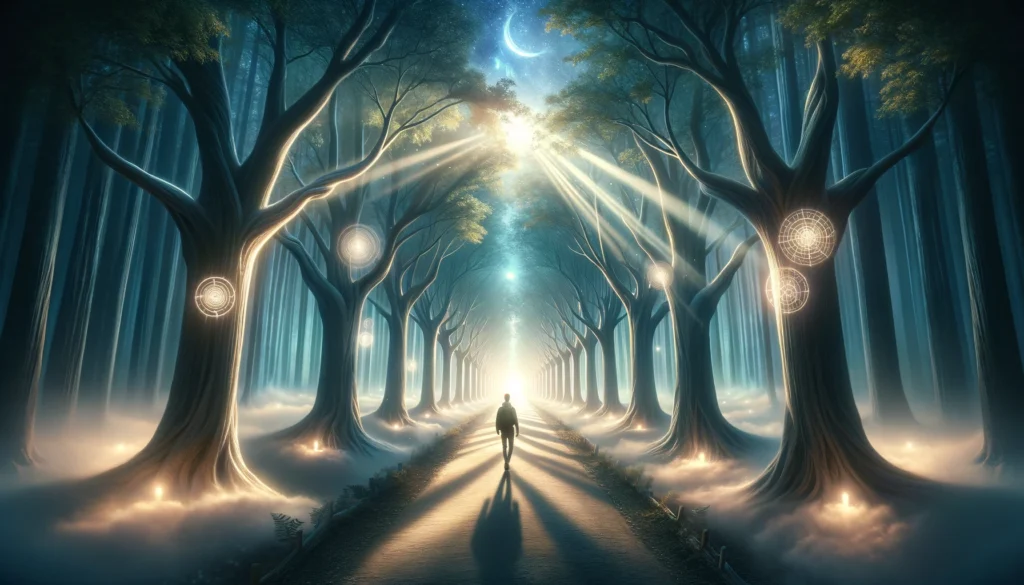 Create an image that encapsulates the insight of navigating life with spiritual guidance for February 22nd, without including any textual elements. Vi